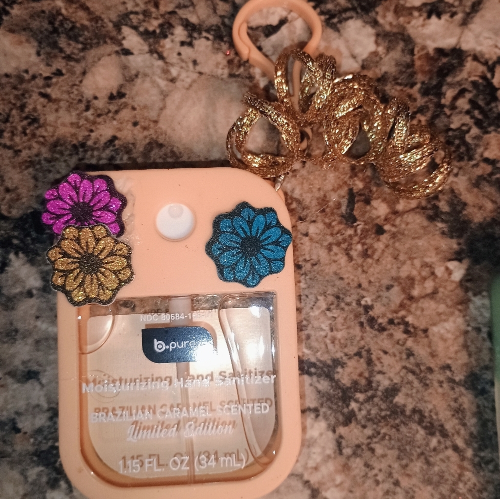 Floral Hand Sanitizer Set with Gold Spiral Keychains Custom-made Set - Picture 4 of 5